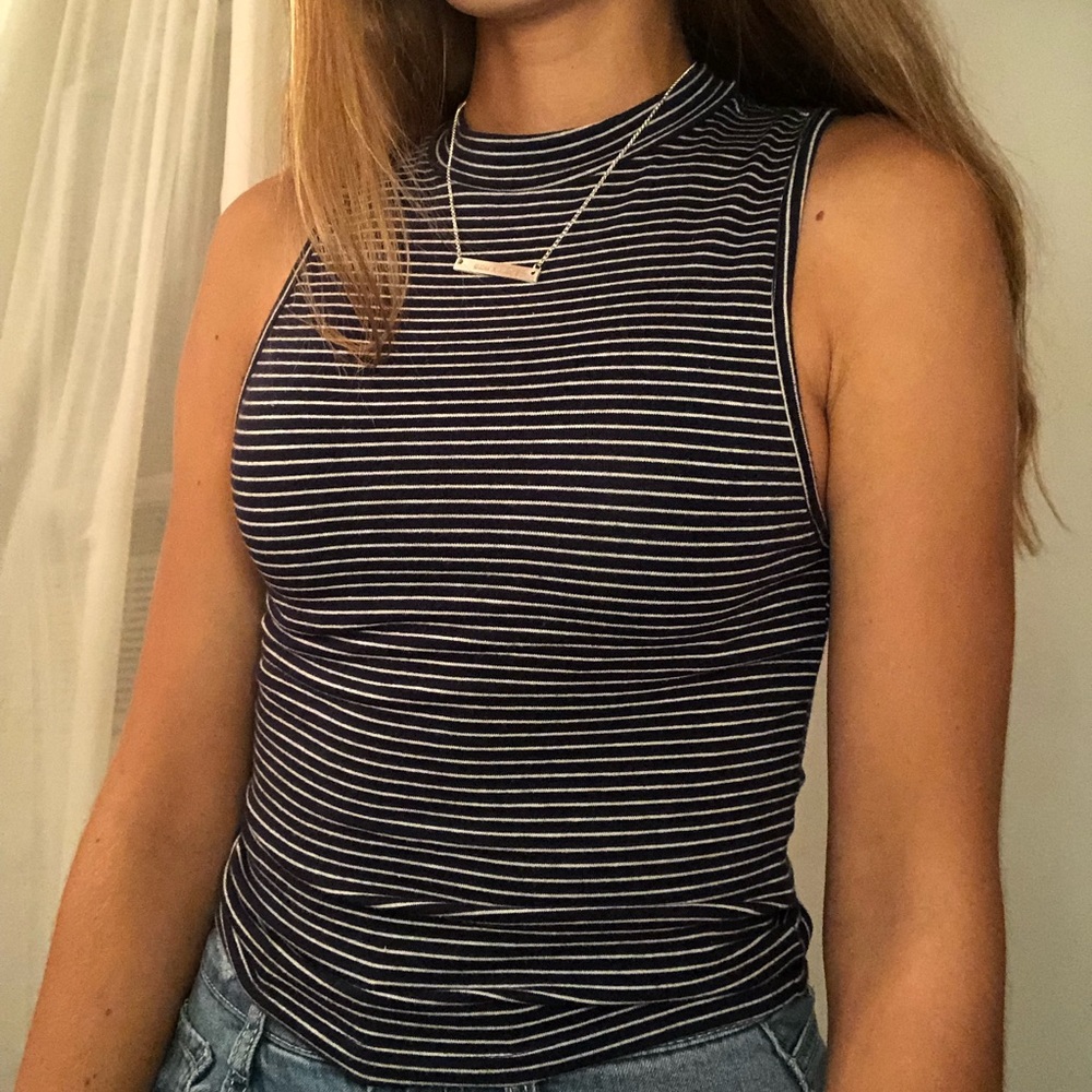 Tight forever 21 blue and white striped tank top